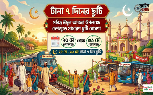 পবিত্র ঈদুল আজহা: দেশজুড়ে শুরু হলো টানা ৭ দিনের সাধারণ ছুটি